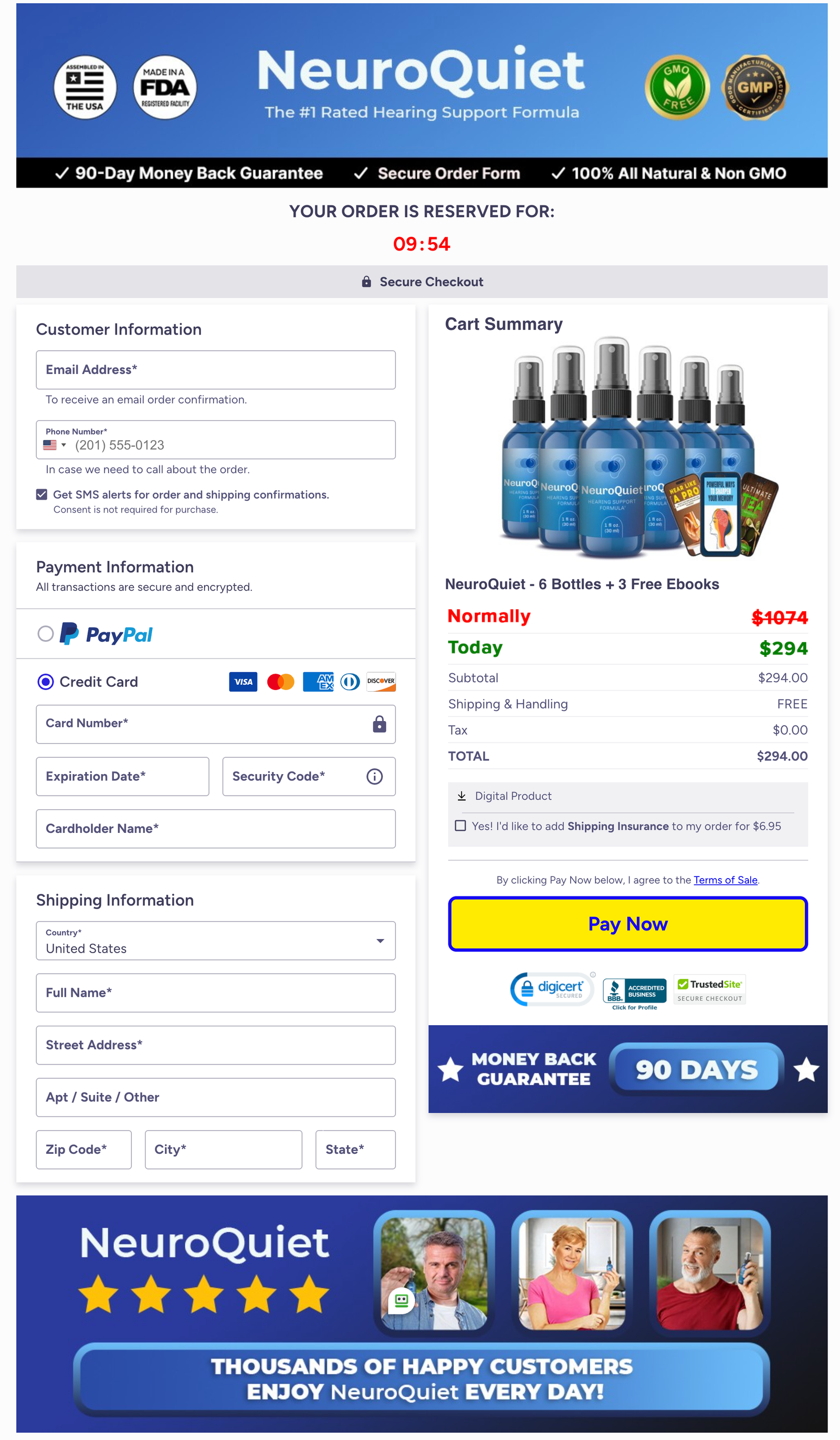 NeuroQuiet Official Website Secure Order Page